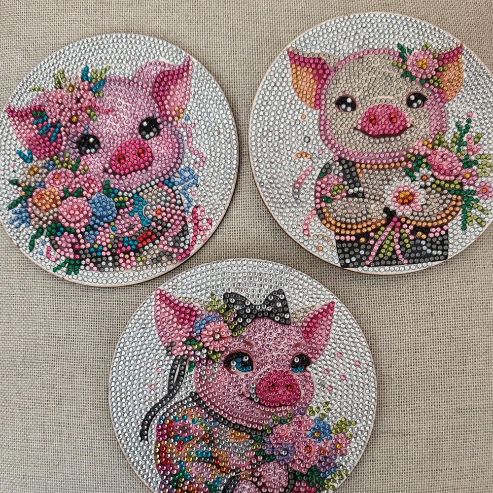 Colorful Piglet Diamond Art Coasters